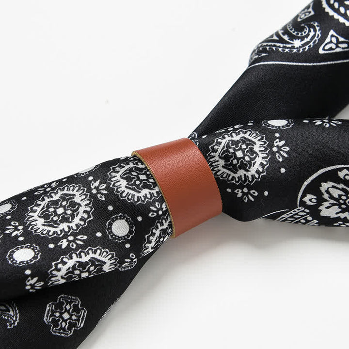 Sciarpa quadrata con motivo a griglia a quattro riquadri Paisley bianco e nero