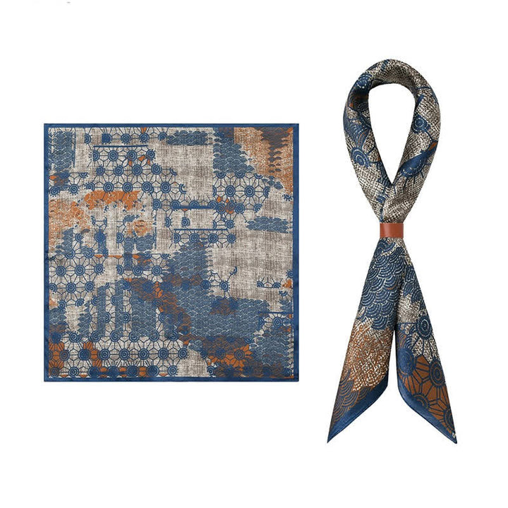 Sciarpa quadrata retrò in stile streetwear blu navy