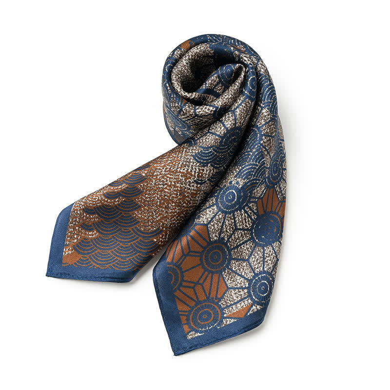Sciarpa quadrata retrò in stile streetwear blu navy