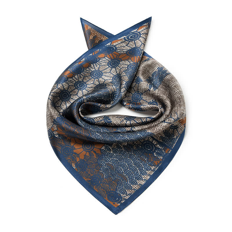Sciarpa quadrata retrò in stile streetwear blu navy