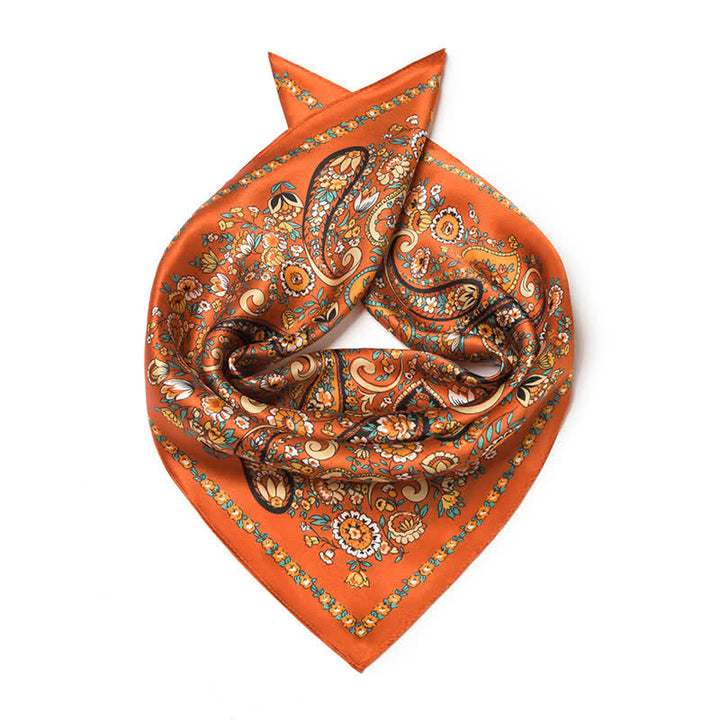 Sciarpa quadrata con motivo floreale Paisley selvaggio arancione in stile Weastern