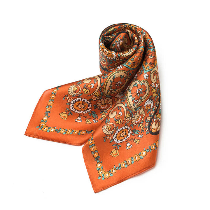 Sciarpa quadrata con motivo floreale Paisley selvaggio arancione in stile Weastern
