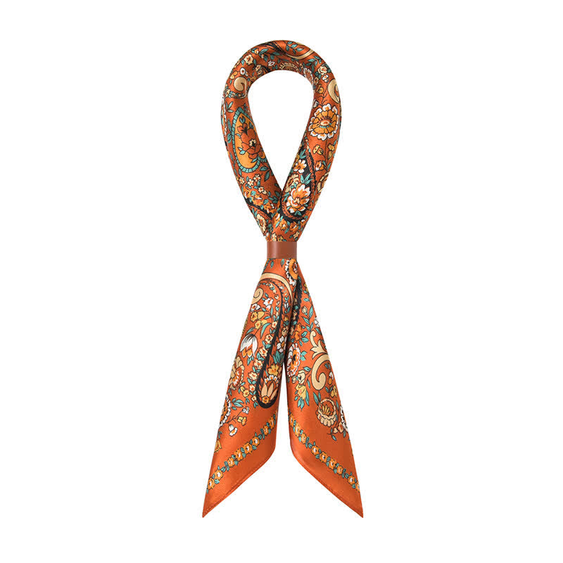 Sciarpa quadrata con motivo floreale Paisley selvaggio arancione in stile Weastern