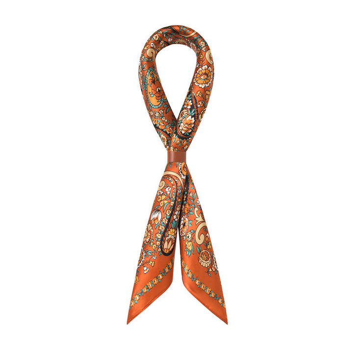 Sciarpa quadrata con motivo floreale Paisley selvaggio arancione in stile Weastern