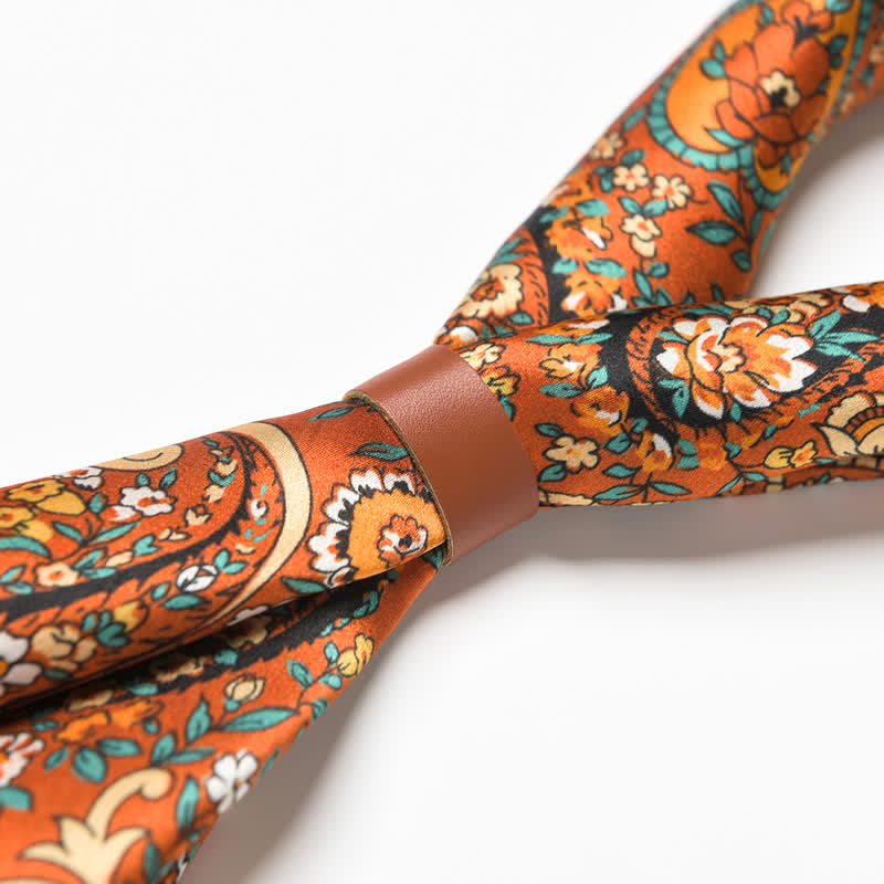 Sciarpa quadrata con motivo floreale Paisley selvaggio arancione in stile Weastern