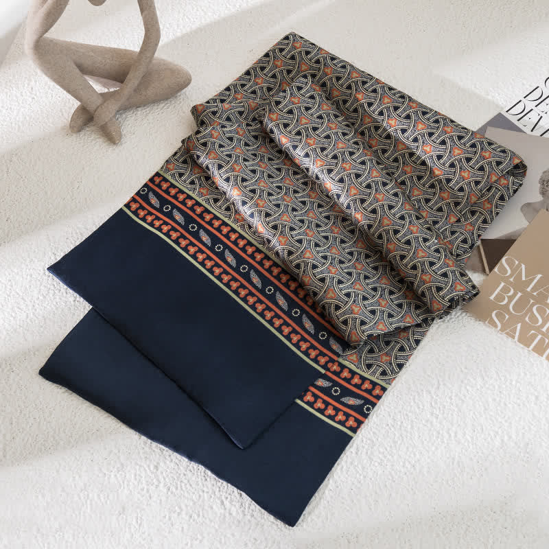 Sciarpa lunga e sottile in pura seta con motivo Paisley Checker vintage da uomo