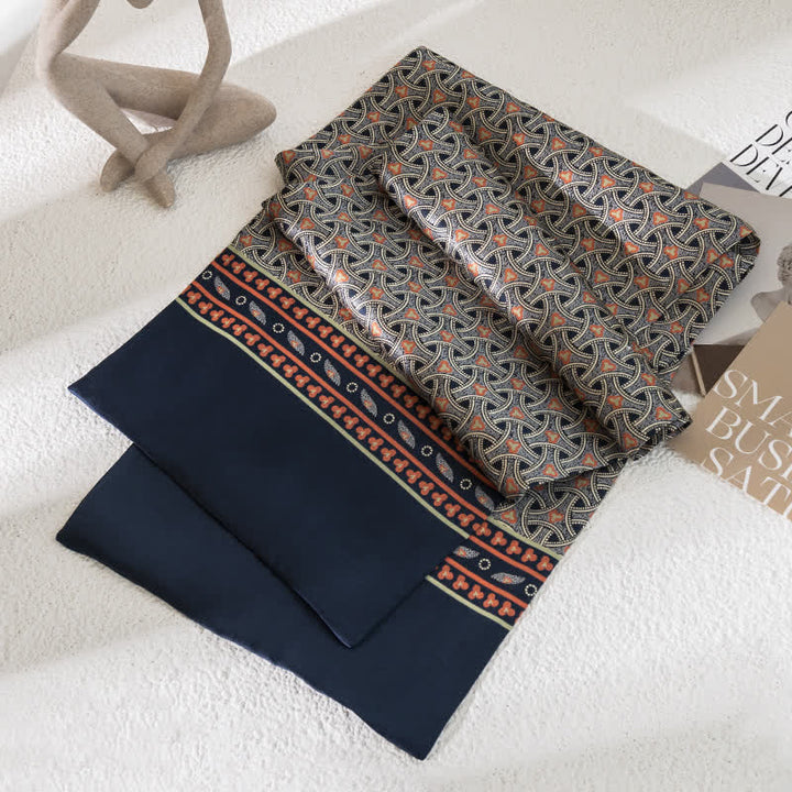 Sciarpa lunga e sottile in pura seta con motivo Paisley Checker vintage da uomo