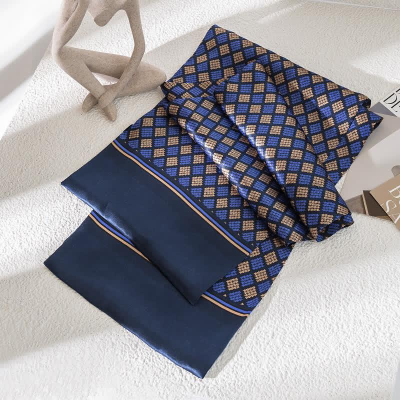 Sciarpa lunga e sottile in pura seta con motivo Paisley Checker vintage da uomo