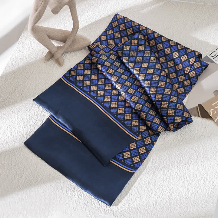 Sciarpa lunga e sottile in pura seta con motivo Paisley Checker vintage da uomo