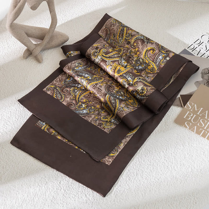 Sciarpa lunga e sottile in pura seta con motivo Paisley Checker vintage da uomo