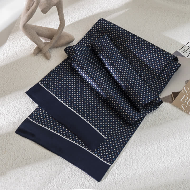Sciarpa lunga e sottile in pura seta con motivo Paisley Checker vintage da uomo