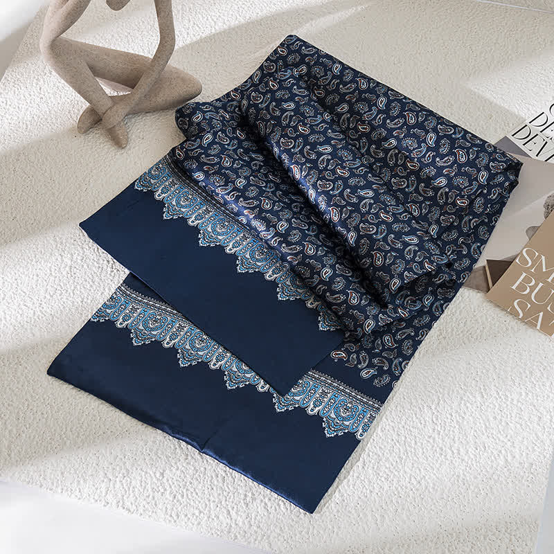 Sciarpa lunga e sottile in pura seta con motivo Paisley Checker vintage da uomo