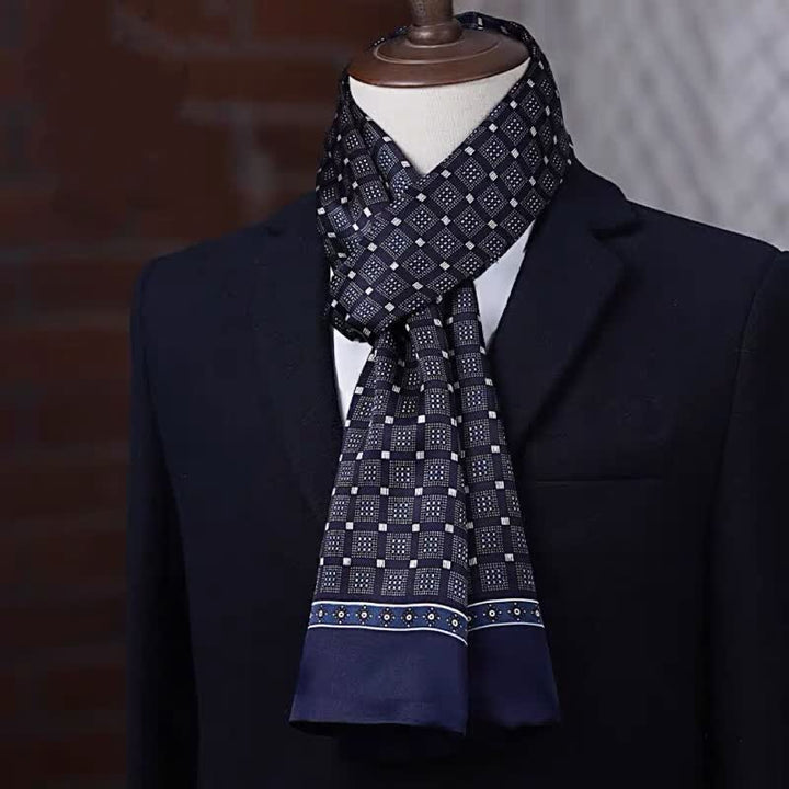 Sciarpa lunga sottile in pura seta con motivo geometrico, ideale per il business maschile. - Stile n. 7 - image 6
