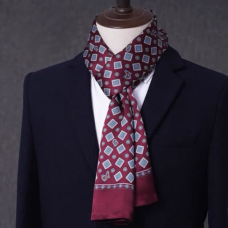 Sciarpa lunga sottile in pura seta con motivo geometrico, ideale per il business maschile. - Stile n. 16 - image 15