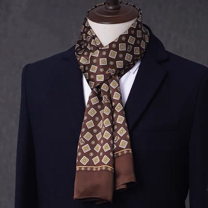 Sciarpa lunga sottile in pura seta con motivo geometrico, ideale per il business maschile. - Stile n. 15 - image 14