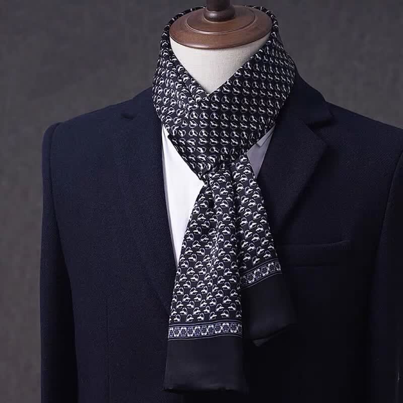 Sciarpa lunga sottile in pura seta con motivo geometrico, ideale per il business maschile. - Stile n. 14 - image 13
