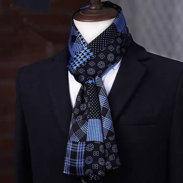 Sciarpa lunga sottile in pura seta con motivo geometrico, ideale per il business maschile. - Stile n. 9 - image 8