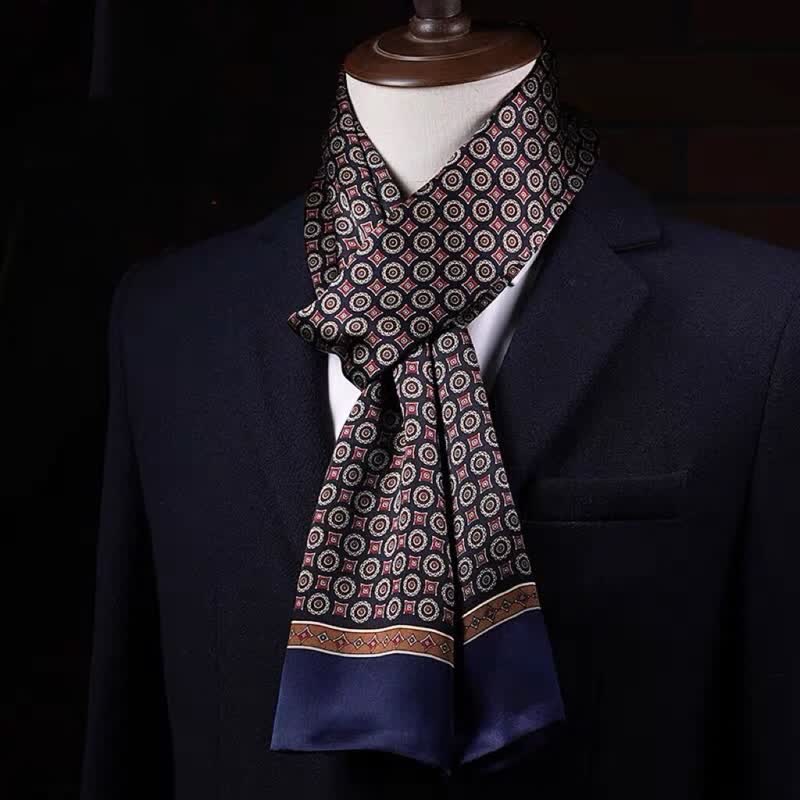 Sciarpa lunga sottile in pura seta con motivo geometrico, ideale per il business maschile. - Stile n. 8 - image 7