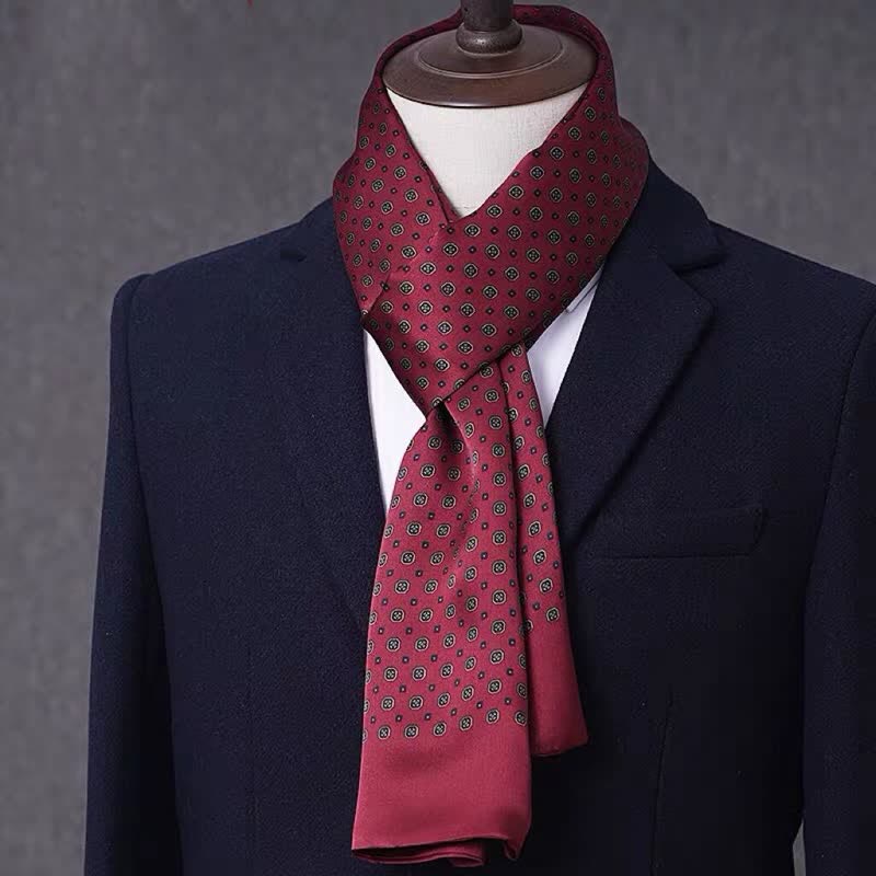 Sciarpa sottile lunga in pura seta con motivo geometrico da uomo - Stile n. 18 - image 17