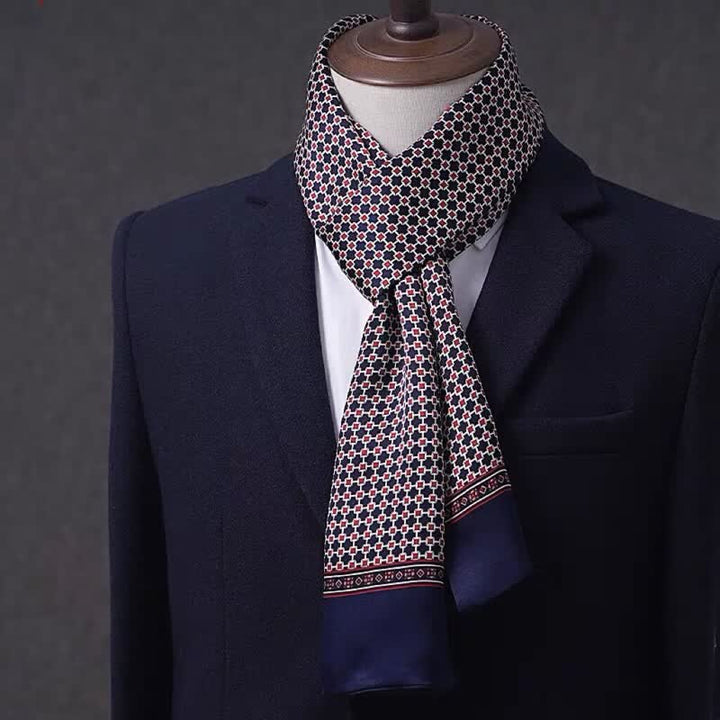 Sciarpa lunga sottile in pura seta con motivo geometrico, ideale per il business maschile. - Stile n. 13 - image 12