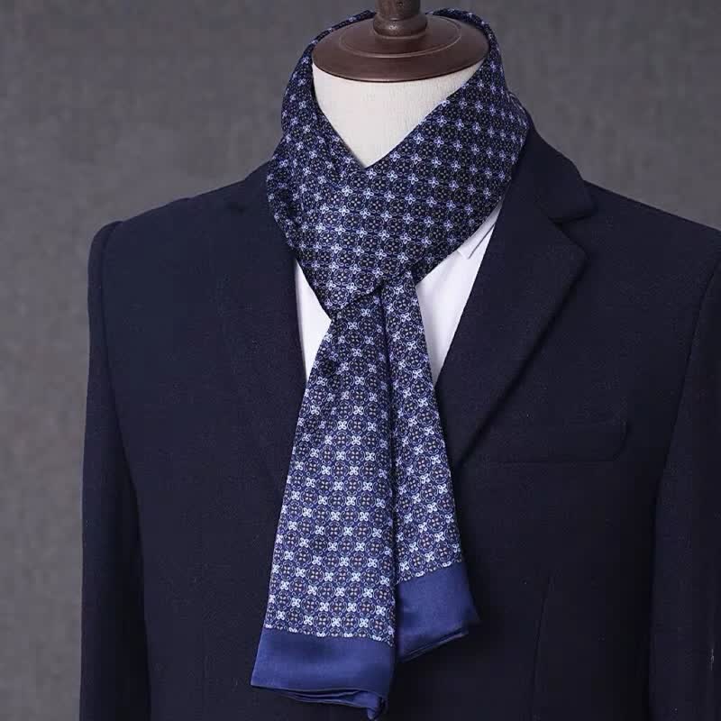 Sciarpa lunga sottile in pura seta con motivo geometrico, ideale per il business maschile. - Stile n. 2 - image 1