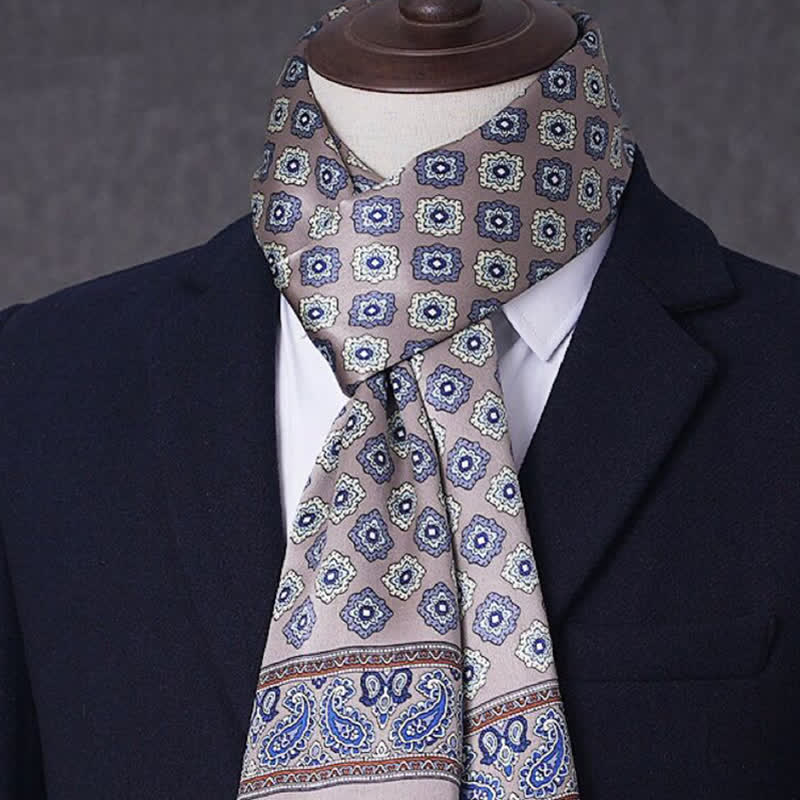 Sciarpa lunga sottile in pura seta con motivo geometrico, ideale per il business maschile. - Stile n. 3 - image 2