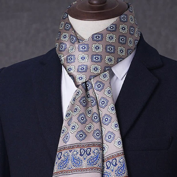 Sciarpa lunga sottile in pura seta con motivo geometrico, ideale per il business maschile. - Stile n. 3 - image 2