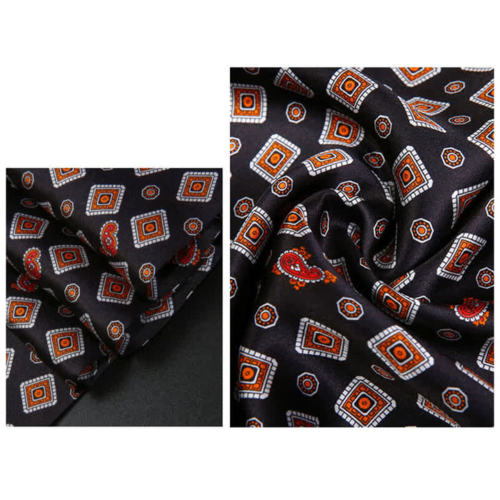 Sciarpa lunga e sottile in pura seta con motivo Paisley a quadrati ripetuti da uomo - image 10