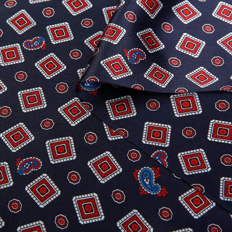 Sciarpa lunga e sottile in pura seta con motivo Paisley a quadrati ripetuti da uomo