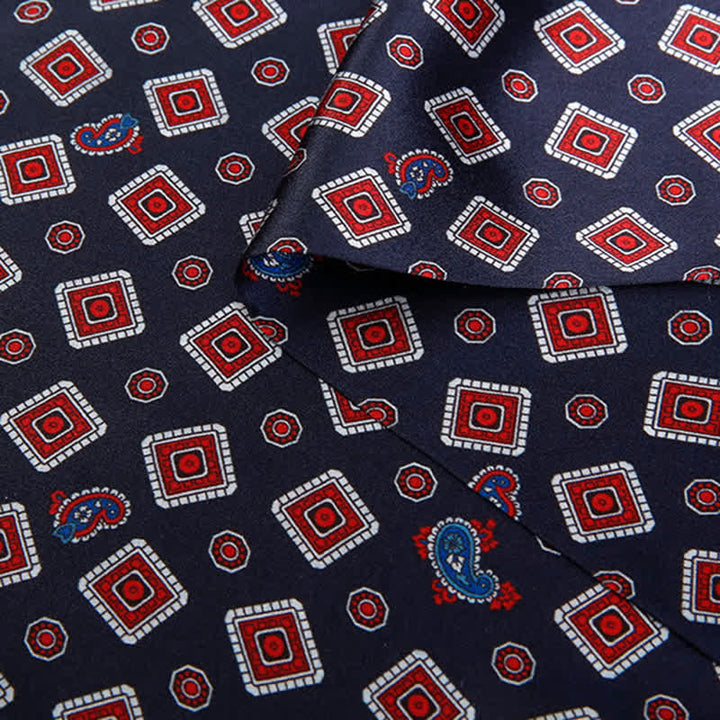 Sciarpa lunga e sottile in pura seta con motivo Paisley a quadrati ripetuti da uomo