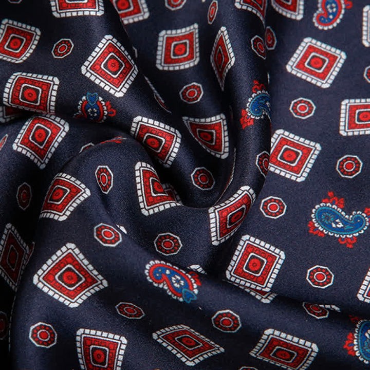 Sciarpa lunga e sottile in pura seta con motivo Paisley a quadrati ripetuti da uomo