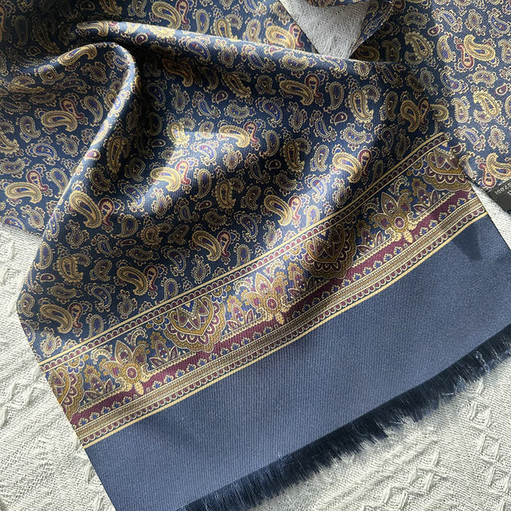 Sciarpa lunga e sottile in pura seta, stile britannico, motivo Paisley, da uomo - image 5