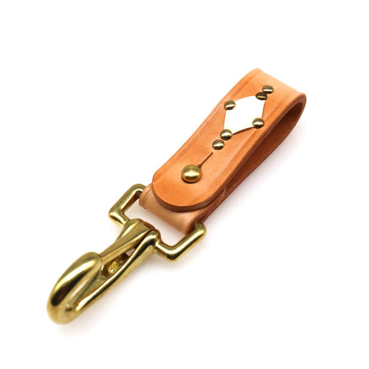 Rivetti Portachiavi in ottone borchiato Cintura Portachiavi in pelle