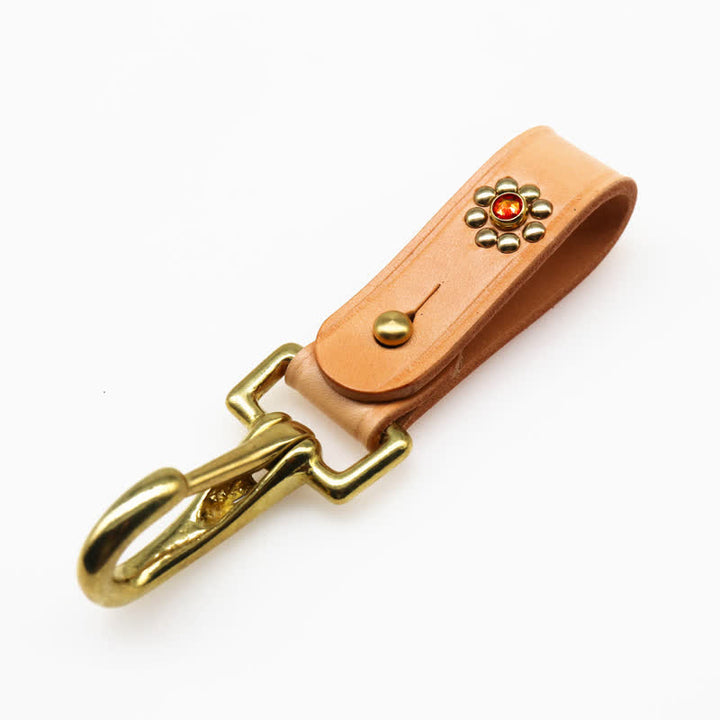 Rivetti Portachiavi in ottone borchiato Cintura Portachiavi in pelle