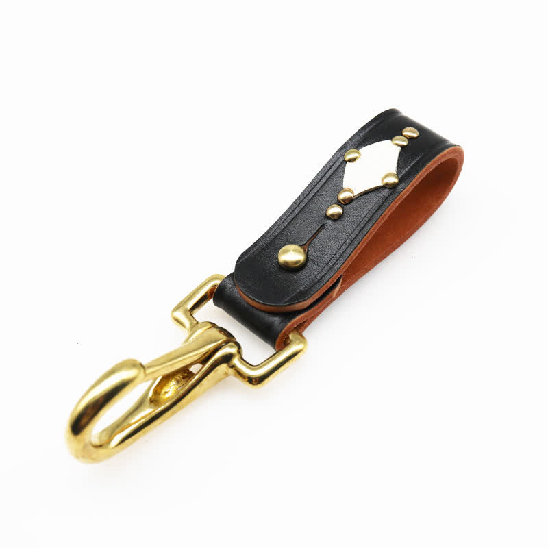 Rivetti Portachiavi in ottone borchiato Cintura Portachiavi in pelle - Stile n. 2 - Nero - image 13