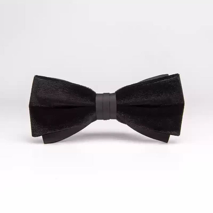 Papillon da uomo in velluto nero a doppio strato - Stile n. 3 - image 6