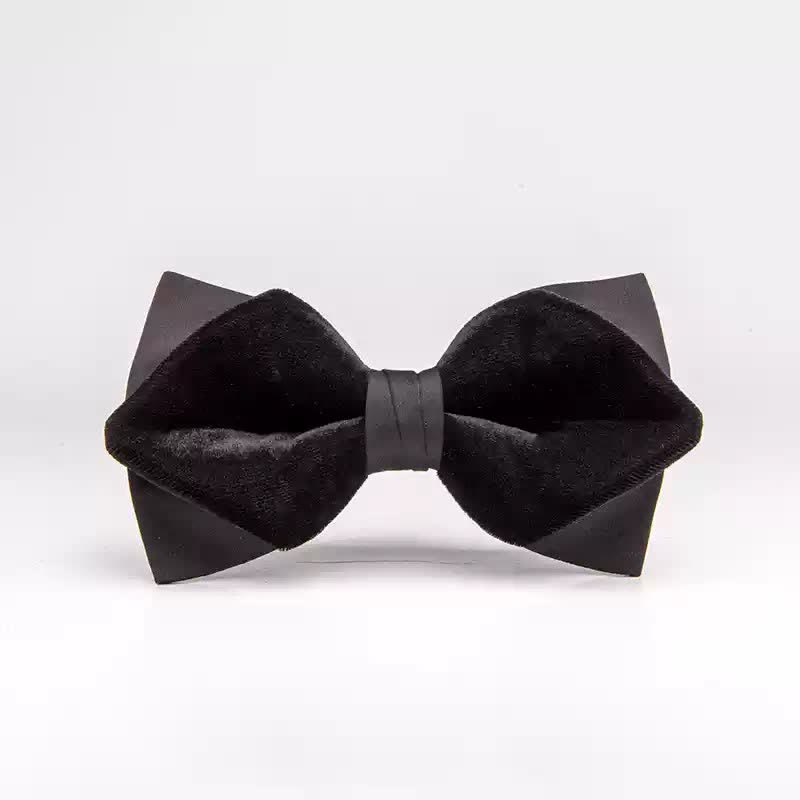 Papillon da uomo in velluto nero a doppio strato - Stile n. 4 - image 8