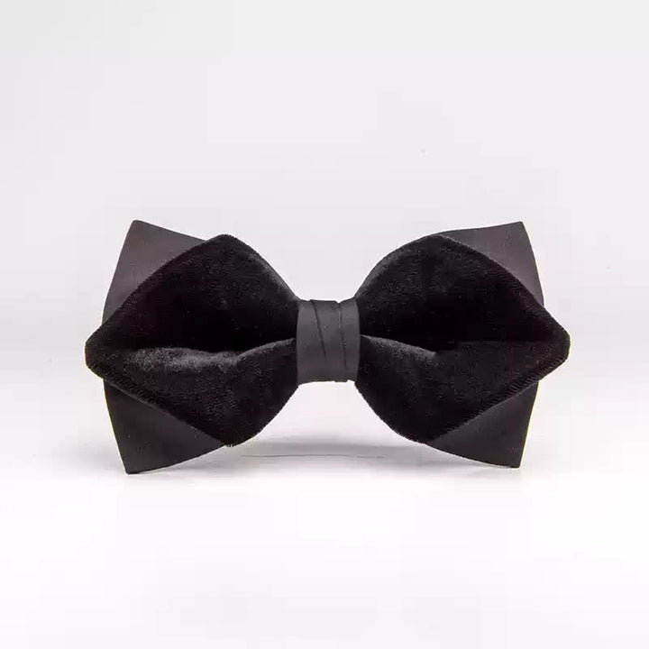 Papillon da uomo in velluto nero a doppio strato - Stile n. 4 - image 8