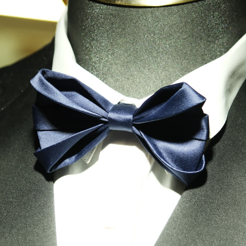 Papillon da sposa dalla forma unica, blu navy, da uomo - image 3