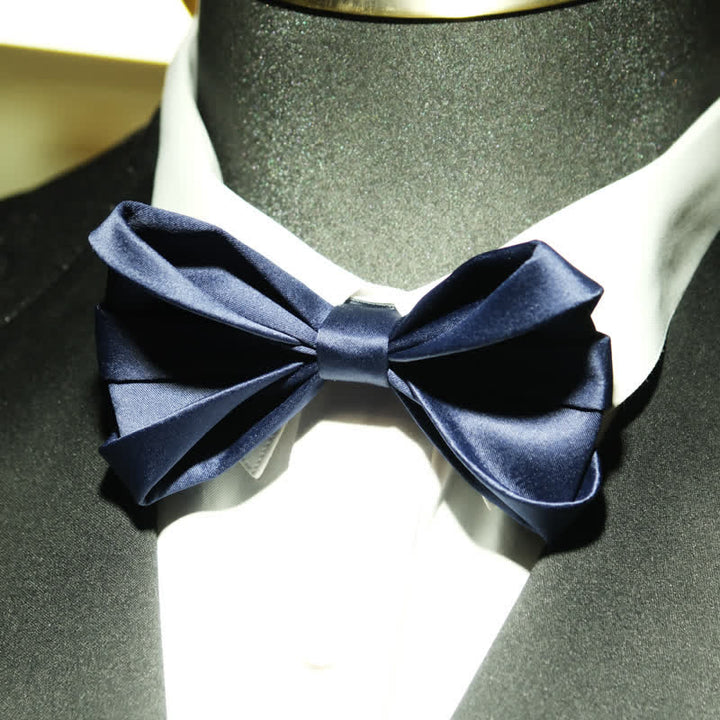 Papillon da sposa dalla forma unica, blu navy, da uomo - image 3