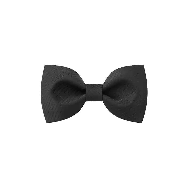 Papillon da uomo in twill nero sottile a righe blu navy - Stile n. 2 - image 8