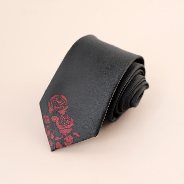Cravatta elegante da uomo con stampa a due rose
