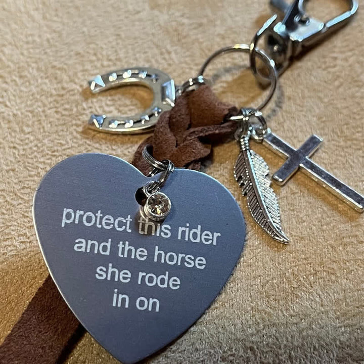 Portachiavi in pelle con ciondolo a forma di croce a forma di ferro di cavallo in metallo a forma di cuore - LEI - image 0