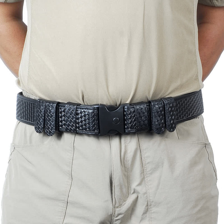 Cintura tattica in pelle Oxford con sgancio rapido nera da uomo - Pelle goffrata - 2XL (58") - image 5