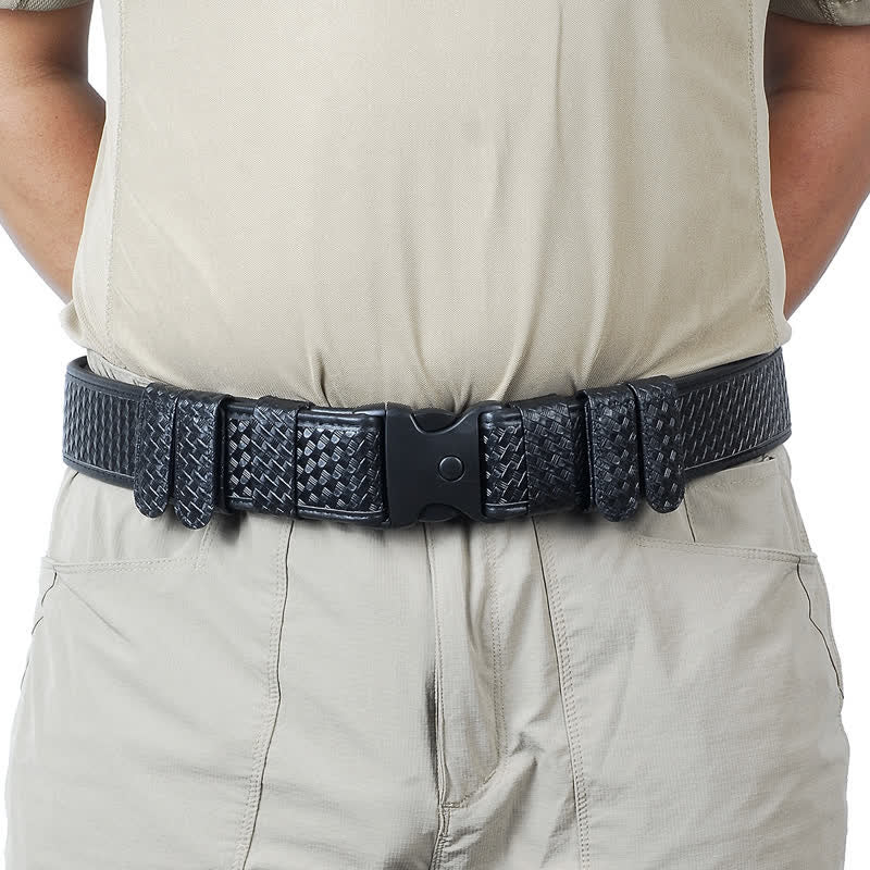 Cintura tattica in pelle Oxford con sgancio rapido nera da uomo