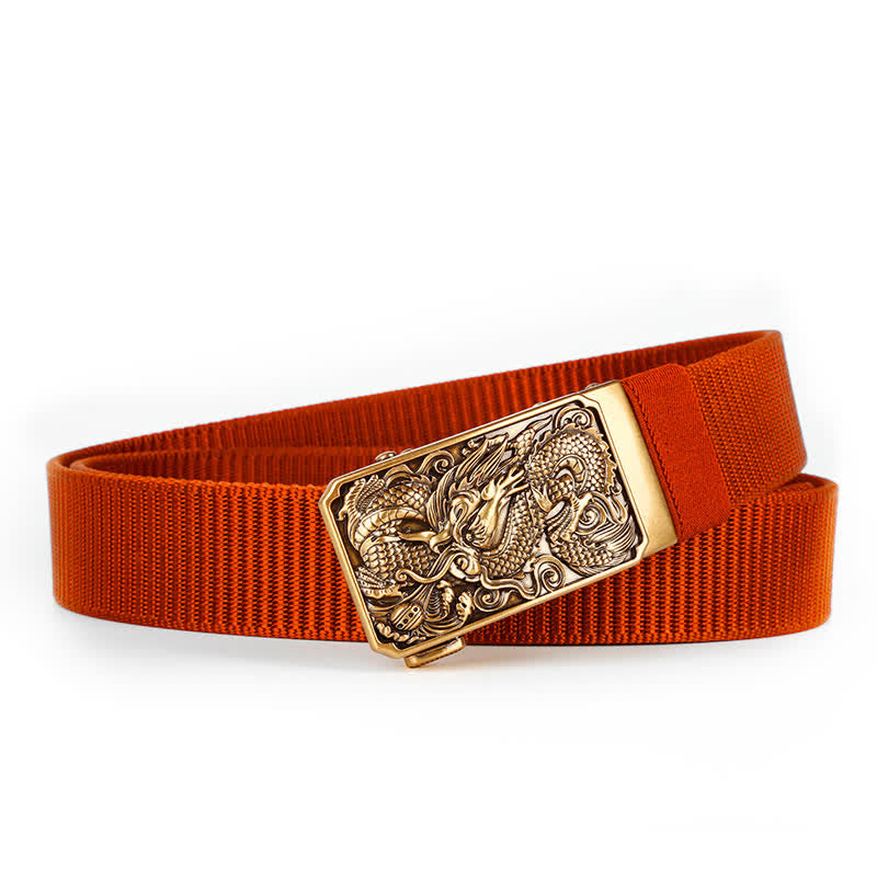 Cintura da uomo in nylon con fibbia automatica a forma di drago dorato - Rosso - 42 - image 9