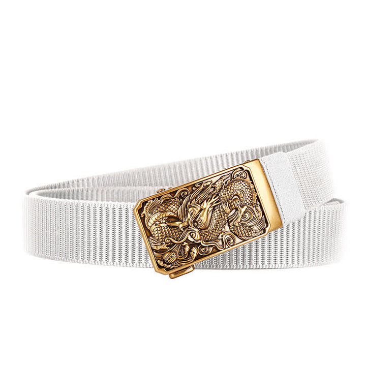 Cintura da uomo in nylon con fibbia automatica a forma di drago dorato - Bianco - 42 - image 10