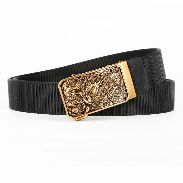 Cintura da uomo in nylon con fibbia automatica a forma di drago dorato - Nero - 42 - image 0