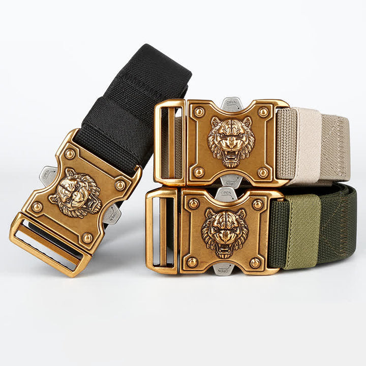 Cintura da uomo in nylon con chiusura a sgancio rapido e doppia fessura "Tigre d'oro"