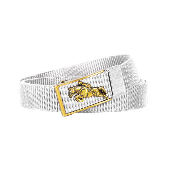Cintura in nylon con fibbia automatica per equitazione casual da uomo - Bianco / Oro - 42 - image 13
